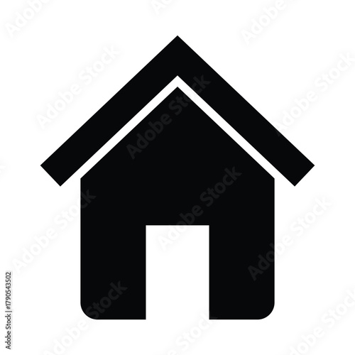 This is a simple black house icon. It represents a home, building, or real estate concept and is commonly used in websites, apps, and user interfaces to indicate a homepage or residential property.