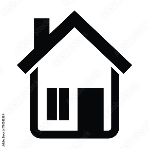 This is a simple black house icon. It represents a home, building, or real estate concept and is commonly used in websites, apps, and user interfaces to indicate a homepage or residential property.