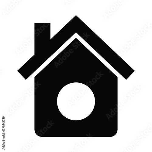 This is a simple black house icon. It represents a home, building, or real estate concept and is commonly used in websites, apps, and user interfaces to indicate a homepage or residential property.
