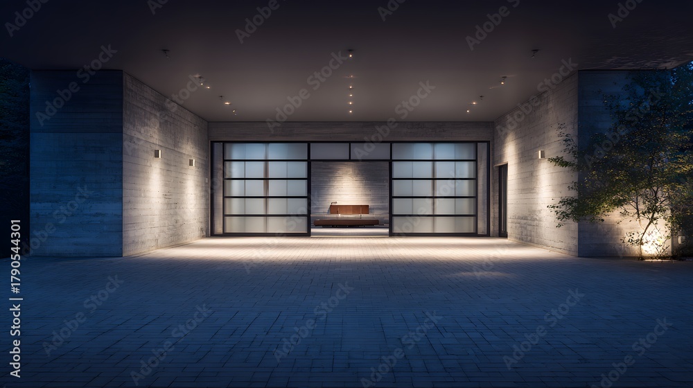 Fototapeta premium Modern garage with balanced lighting and simple layout