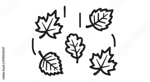 Autumn leaves falling outline icon vector
