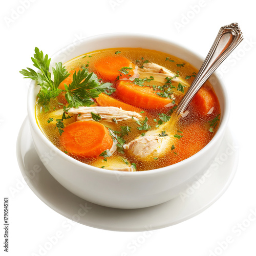 Vegetable soup with meat isolated on transparent background 