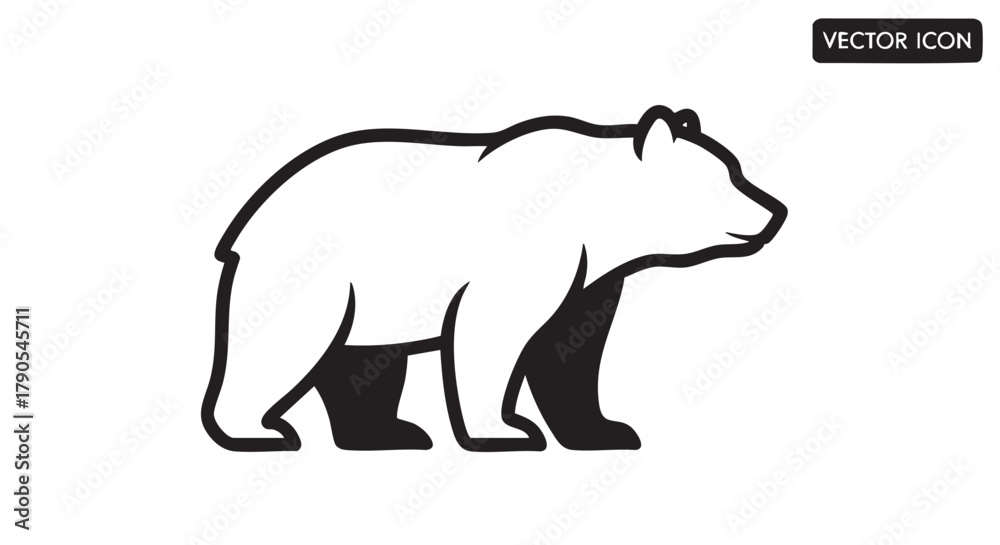 Obraz premium Bear silhouette standing outline icon vector 