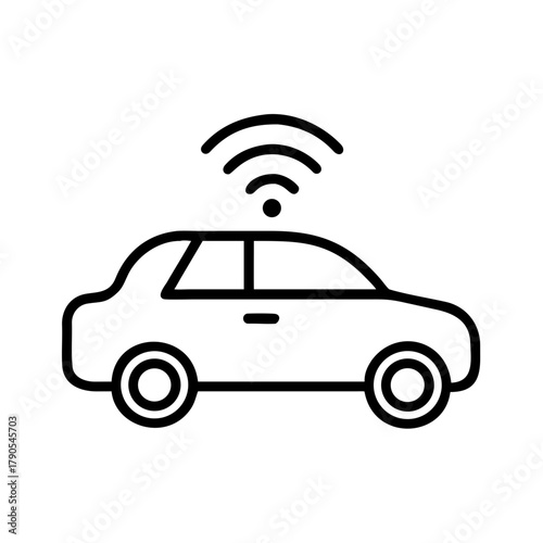 Self-driving car illustration featuring sleek design and advanced technology, showcasing autonomous features and connectivity, ideal for modern transportation concepts and innovation