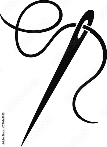 Elegant needle and thread design is perfect for sewing or embroidery projects and crafts of all kinds