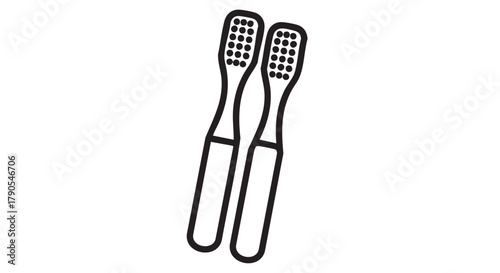 Bamboo toothbrushes outline icon vector
