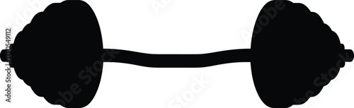 Illustration of black silhouette of a dumbbell isolated on white background for fitness