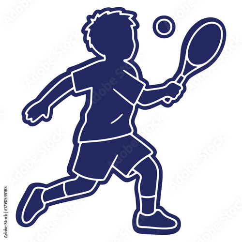 Tennis Player Silhouette in Action Ready to Hit Ball Illustration Vector Artwork