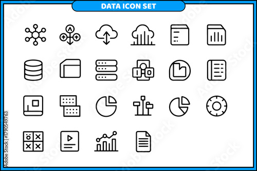 Data Icons Set designed in clean line art and bold vector style