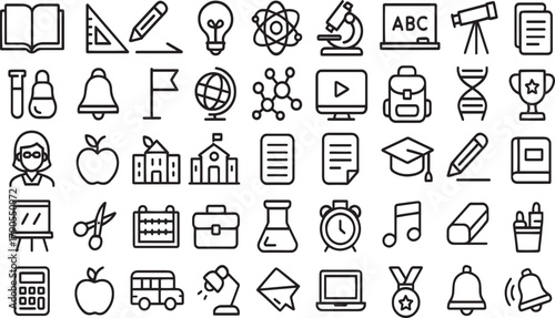 Set of education icons in line style