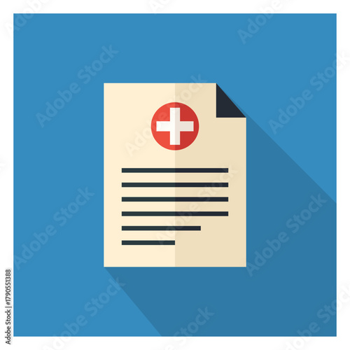 Healthcare Report Flat Design Doctor s Note Icon Medical Record Insurance Claim Prescription Diagnosis Health Document