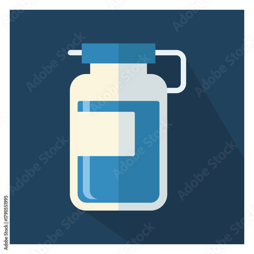 Blue liquid medicine bottle illustration health medicine science vector art pharmacy lab healthcare flat design