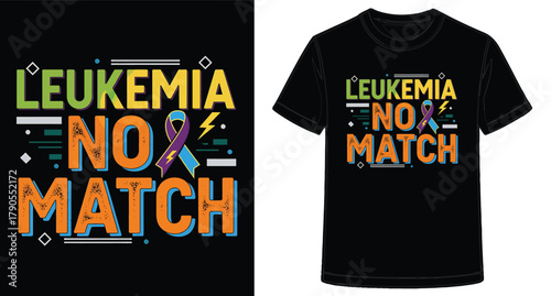 Leukemia Awareness T shirt Design Featuring a Purple and Blue Ribbon as a Symbol of Hope