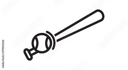 Bat ball impact contact point outline icon vector
