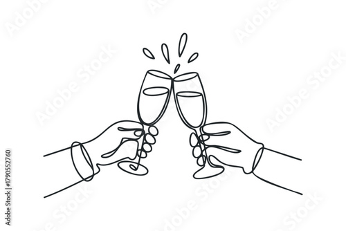 Two hands toasting with champagne flutes