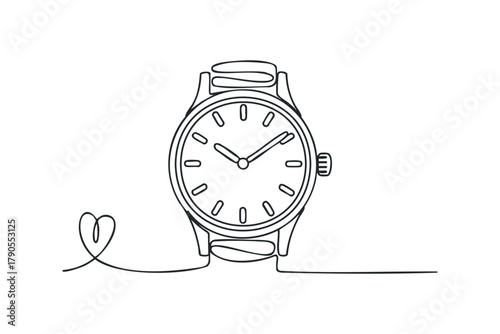 Minimalist drawing of a watch with a heart