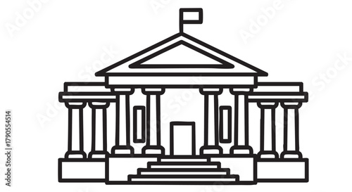 Bank building outline icon vector
