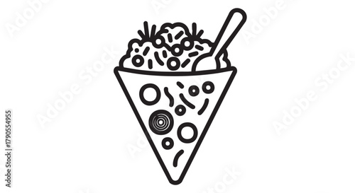 Bhel puri cone outline icon vector
