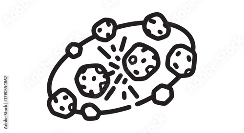 Asteroid belt collisions outline icon vector
