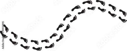Human footprints icon set. Step Path foot prints symbols. Progress Steps and User Journey foot print