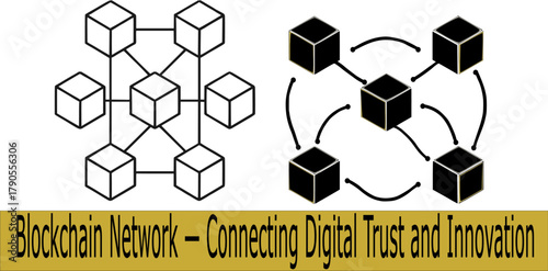 Blockchain Network Concept — Connecting Digital Trust and Innovation, Minimal Futuristic Vector Design