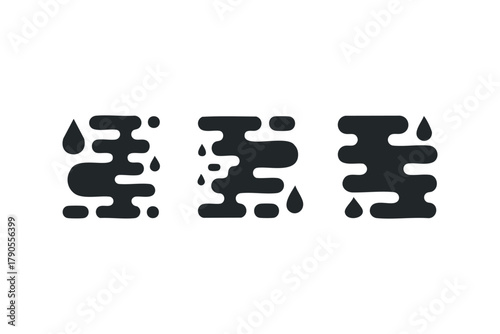 Black dripping shapes with liquid drops