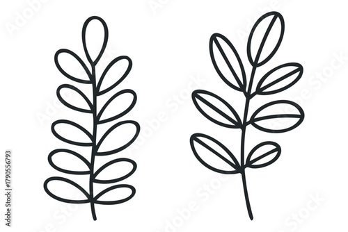 Two stylized plant stems with oval leaves