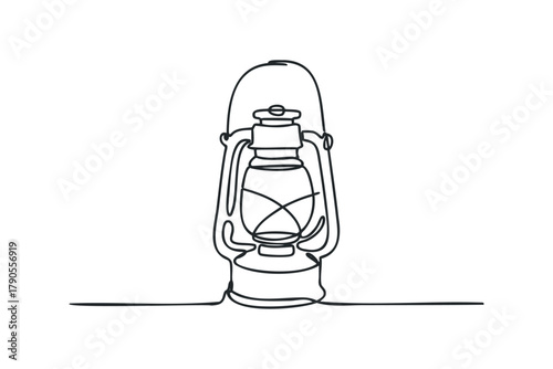 Kerosene Lantern Single Line Drawing