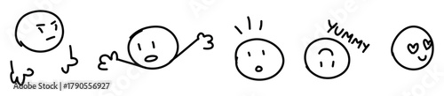 Hand Drawn Character Set with Emotions and Smileys