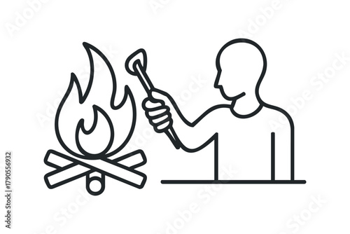 Person roasting marshmallow over campfire