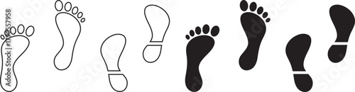 Human footprints icon set. Footprint icons collection. Shoe Prints symbol