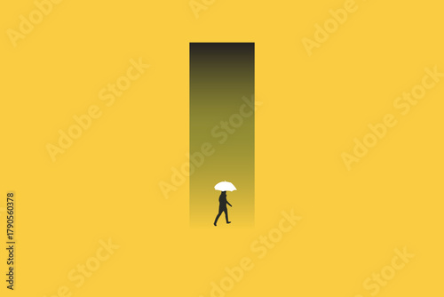 Business protection concept. businessman with umbrella. Symbol of insurance, care, and finance support