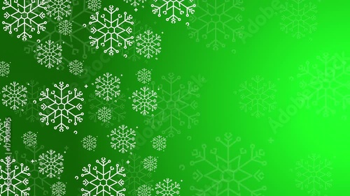 Doodle christmas snow outline seamless pattern adorning a bright green repeating background. Loop motion graphic.