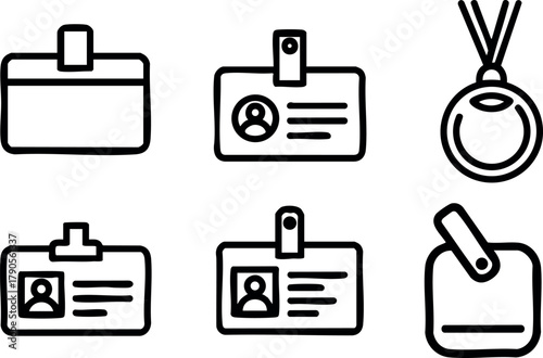 Identification badge and medal icon set with clean lines and simple design vector illustration