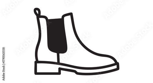 Chelsea boots outline icon vector
