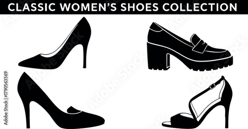 Classic womens shoes collection featuring elegant high heels and chunky heeled loafers stylish footwear designs