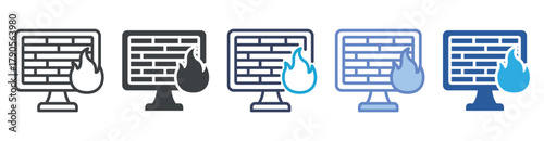 Firewall icon set multiple style collection