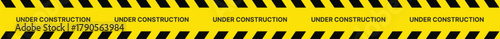 Yellow Black Stripes Line Tape and Caution Barrier Icon set. Warning Ribbon and Critical Safety Alert Symbols. Construction Tape and Danger Zone sign. Hazard Sign and Industrial Warning Border Icon