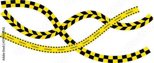 Yellow Black Stripes Line Tape and Caution Barrier Icon set. Warning Ribbon and Critical Safety Alert Symbols. Construction Tape and Danger Zone sign. Hazard Sign and Industrial Warning Border Icon