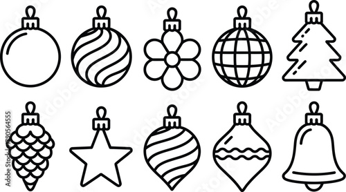 Christmas Ornament Outline Vector Set
