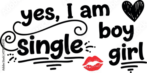 Single boy girl love heart kiss romantic statement vector design for relationship and dating concepts
