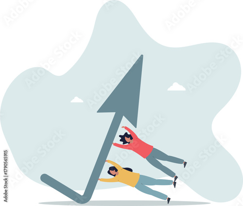 Economic recovery, bouncing from crisis or company return from loss to make profit, growth and success, business challenge in recession.life and employment of people.