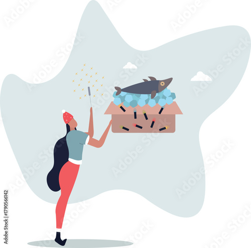 Fresh fish for the winter holidays, trade and food concept.