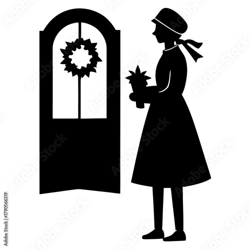 Silhouette of a carol singer