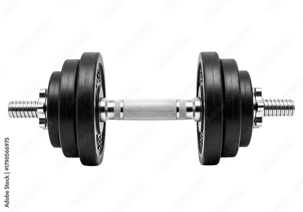 Fototapeta premium A pair of adjustable black metal dumbbells with silver handles