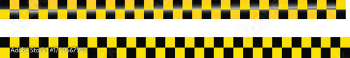 Yellow Black Stripes Line Tape and Caution Barrier Icon set. Warning Ribbon and Critical Safety Alert Symbols. Construction Tape and Danger Zone sign