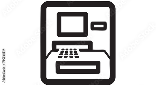 Atm machine outline icon vector
