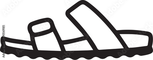 Trendy sandal line art for summer fashion promotion, perfect for social media, blog posts, and seasonal marketing materials. Simple, modern footwear icon.