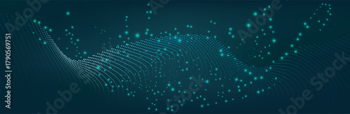 Modern abstract green wave on dark teal background,tech banner, corporate business concept, hi-tech abstract background, vector illustration for business or presentation