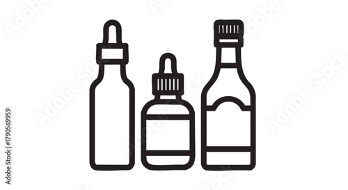 Cocktail bitters bottles outline icon vector

